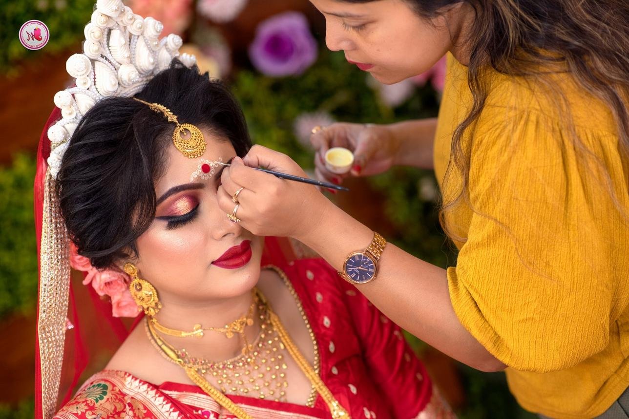 Bridal makeover and makeup application